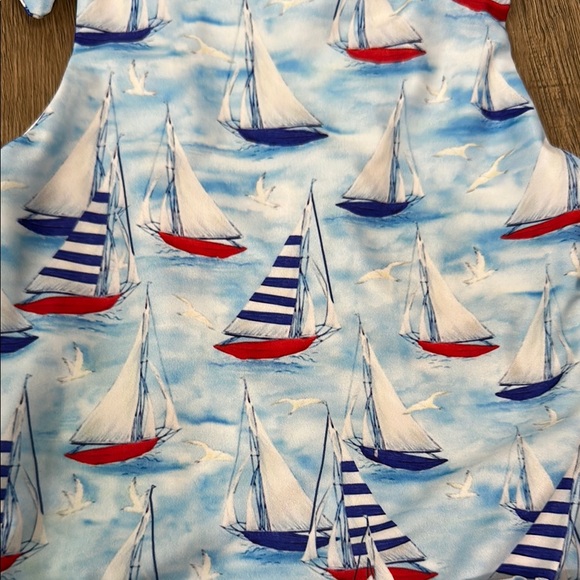 Cecil and Lou,Kids Sailboat Print Swimsuit - Blue and Red - Picture 3 of 11